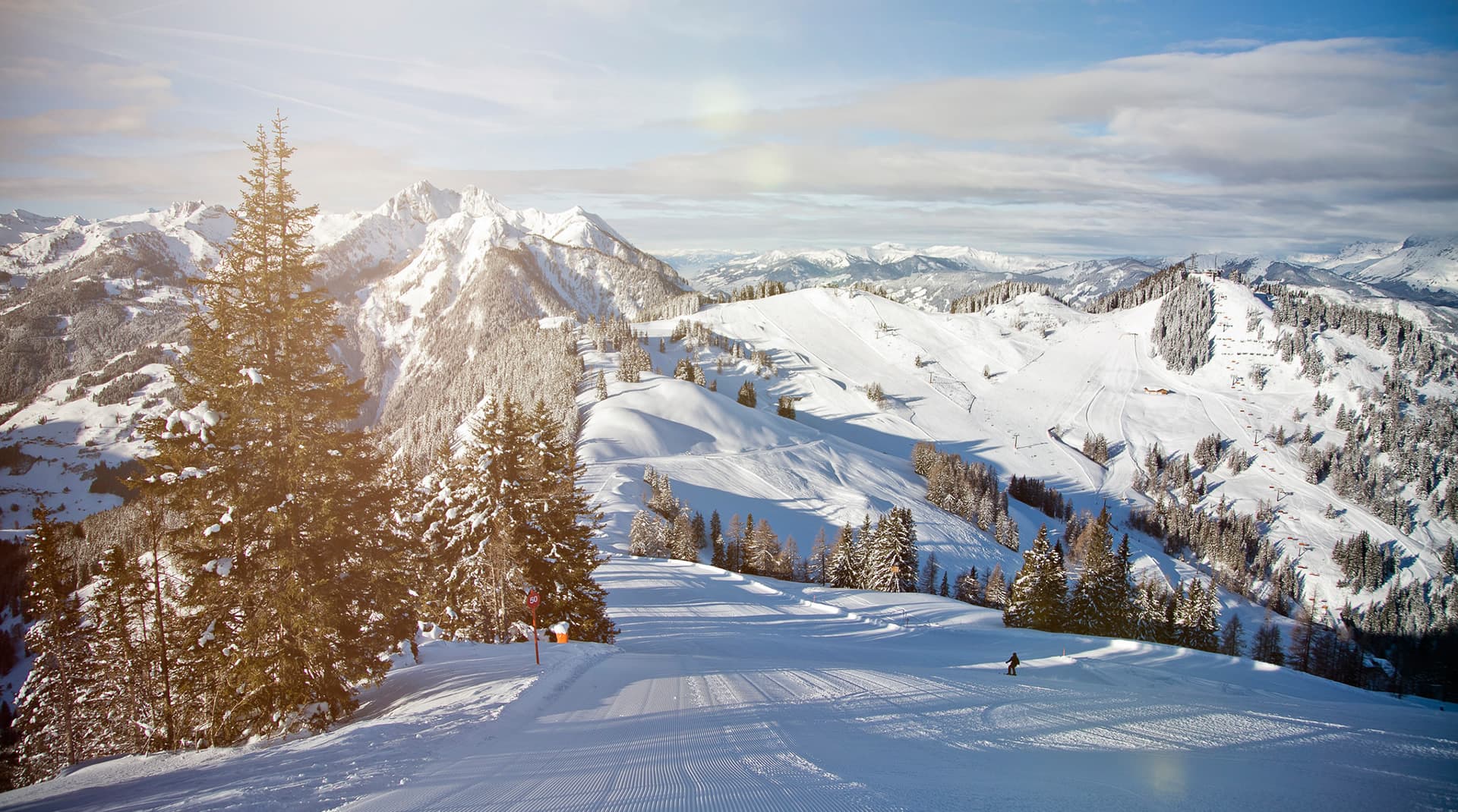Winterurlaub in Lerchs Urlaubswelt in St. Johann in Salzburg - im Bild das Skigebiet Gernkogel im Snow Space Salzburg in Österreich