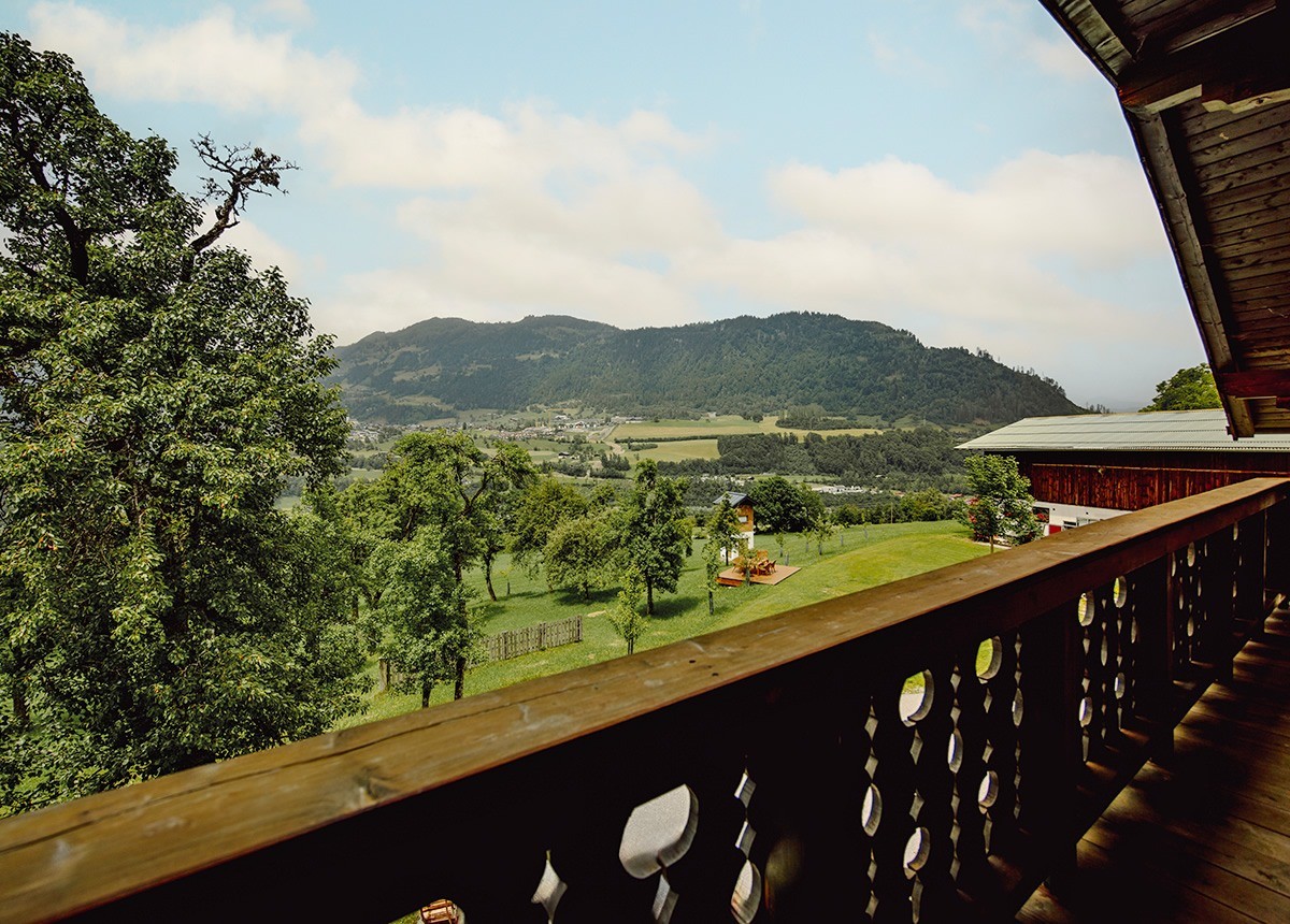 Blick ins Grüne vom Balkon