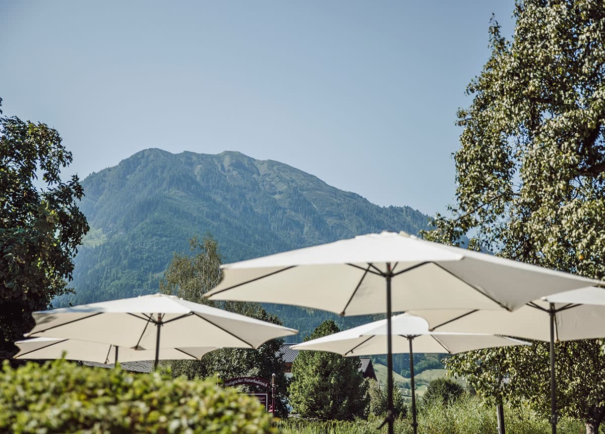 Blick auf die Berge von der Sonnenterrasse